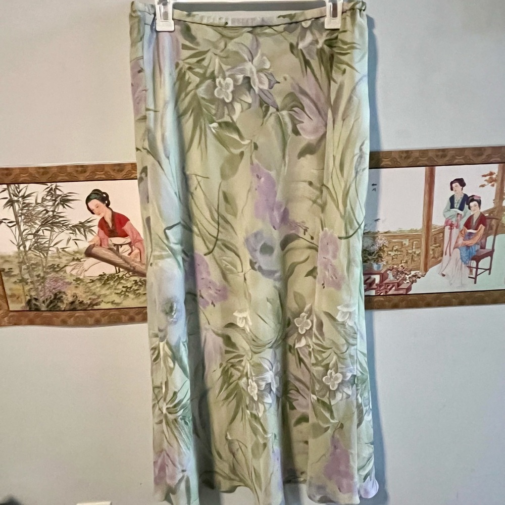 Green A-Line Maxi Skirt for Resort Wear